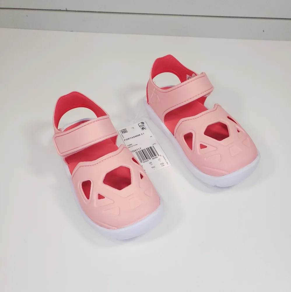 Adidas FortaSwim Peach Pink White Water-Friendly Sandals Toddler Girl Size 9K